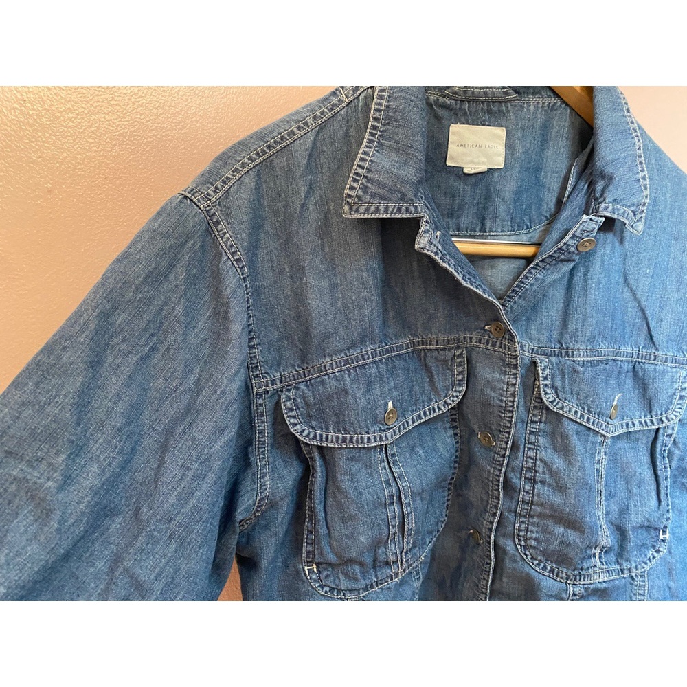 American Eagle Denim Cropped Overshirt
